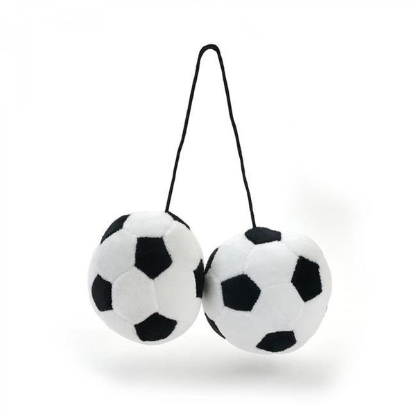 Vintage Parts Usa Vintage Parts USA 334281 Fuzzy Hanging Rearview Mirror Soccer Balls - White & Black; Pack of 2 334281